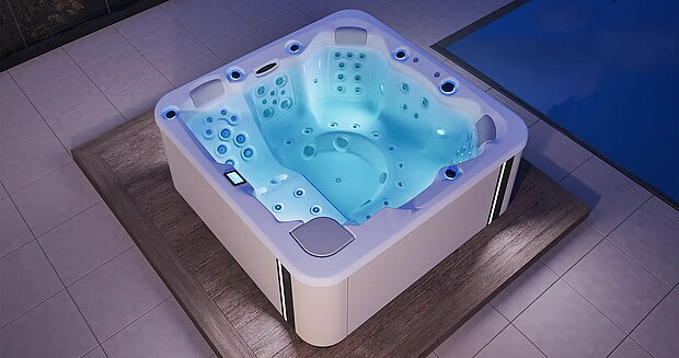 Whirlpool Soft von oben mit Wasser und Beleuchtung
