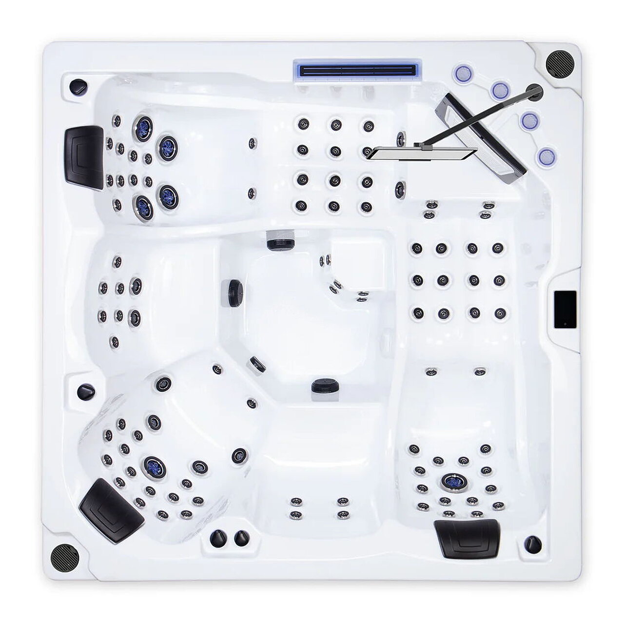 Aufsicjht auf einen Whirlpool mit weissem Innenraum