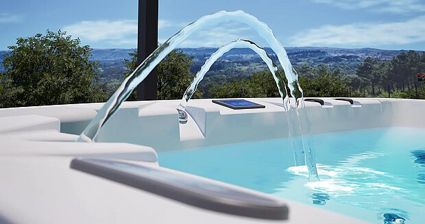 Nahaufnahme Wasserfontaine von einem Whirlpool