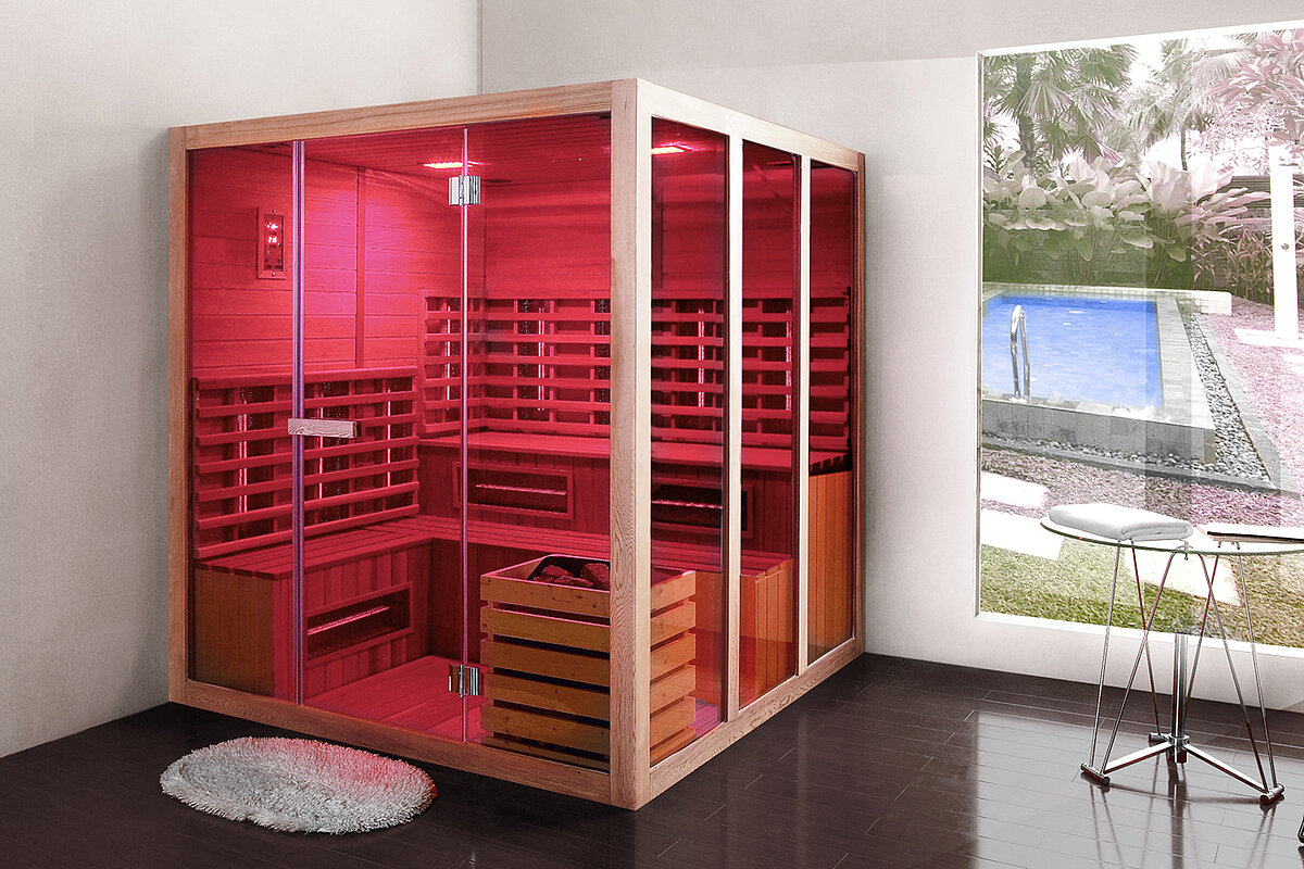 Sauna Eclipse von Wellis – eine hochwertige Infrarotsauna mit modernem Design, ausgestattet mit fortschrittlicher Technologie und individuell einstellbarer Temperatur für eine tiefenwirksame Entspannung und ein luxuriöses Wellness-Erlebnis zu Hause.